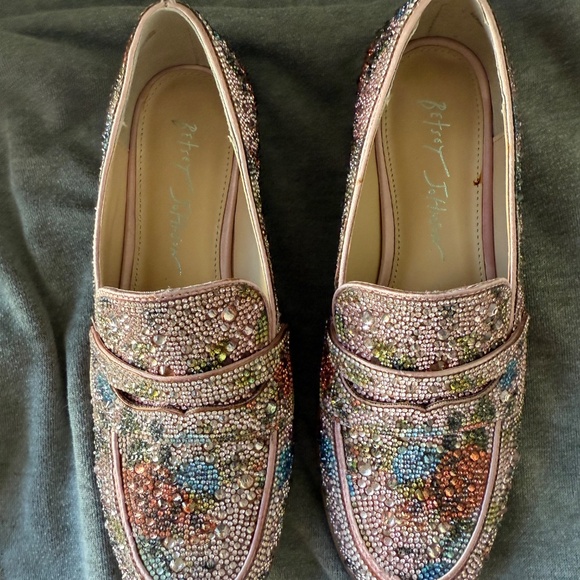 This is a pair of Betsey Johnson Aron rhinestone loafers. - Picture 4 of 7